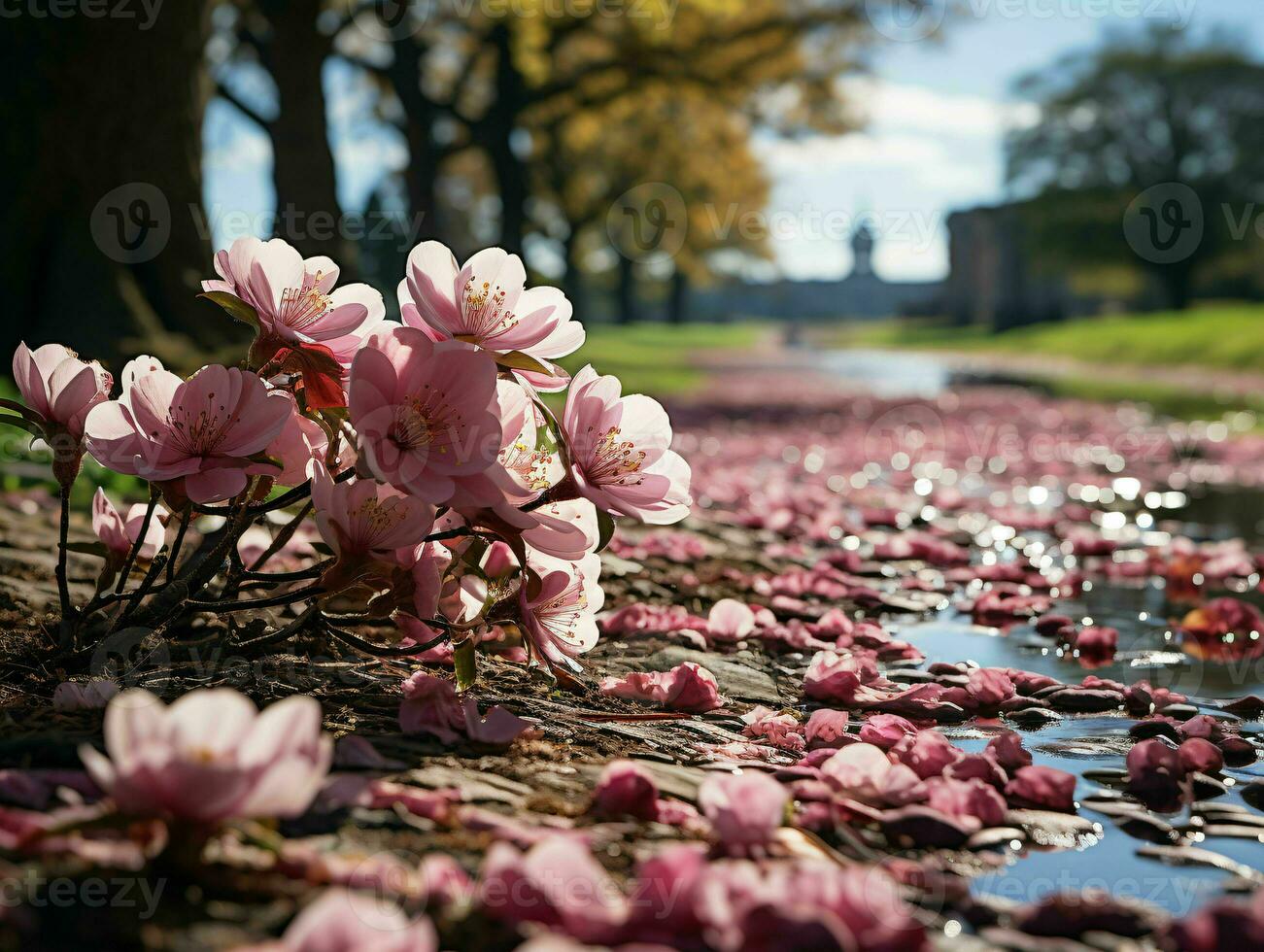 ai generato bellissimo sakura fiore nel primavera. ciliegia fiorire sfondo. generativo ai foto