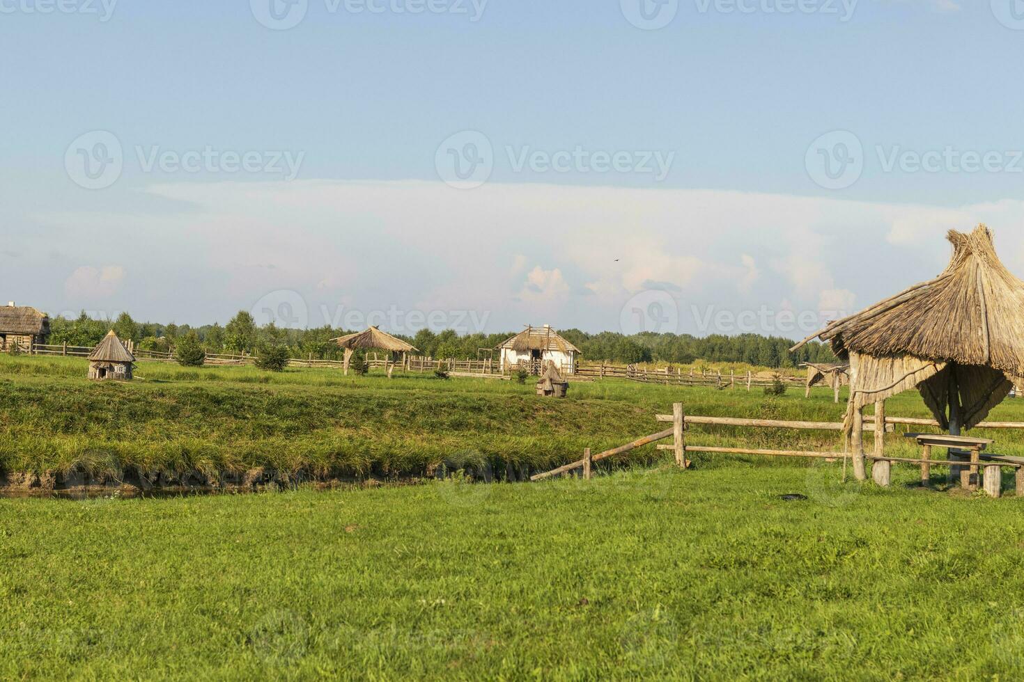 tiro di il strada nel il villaggio. all'aperto foto