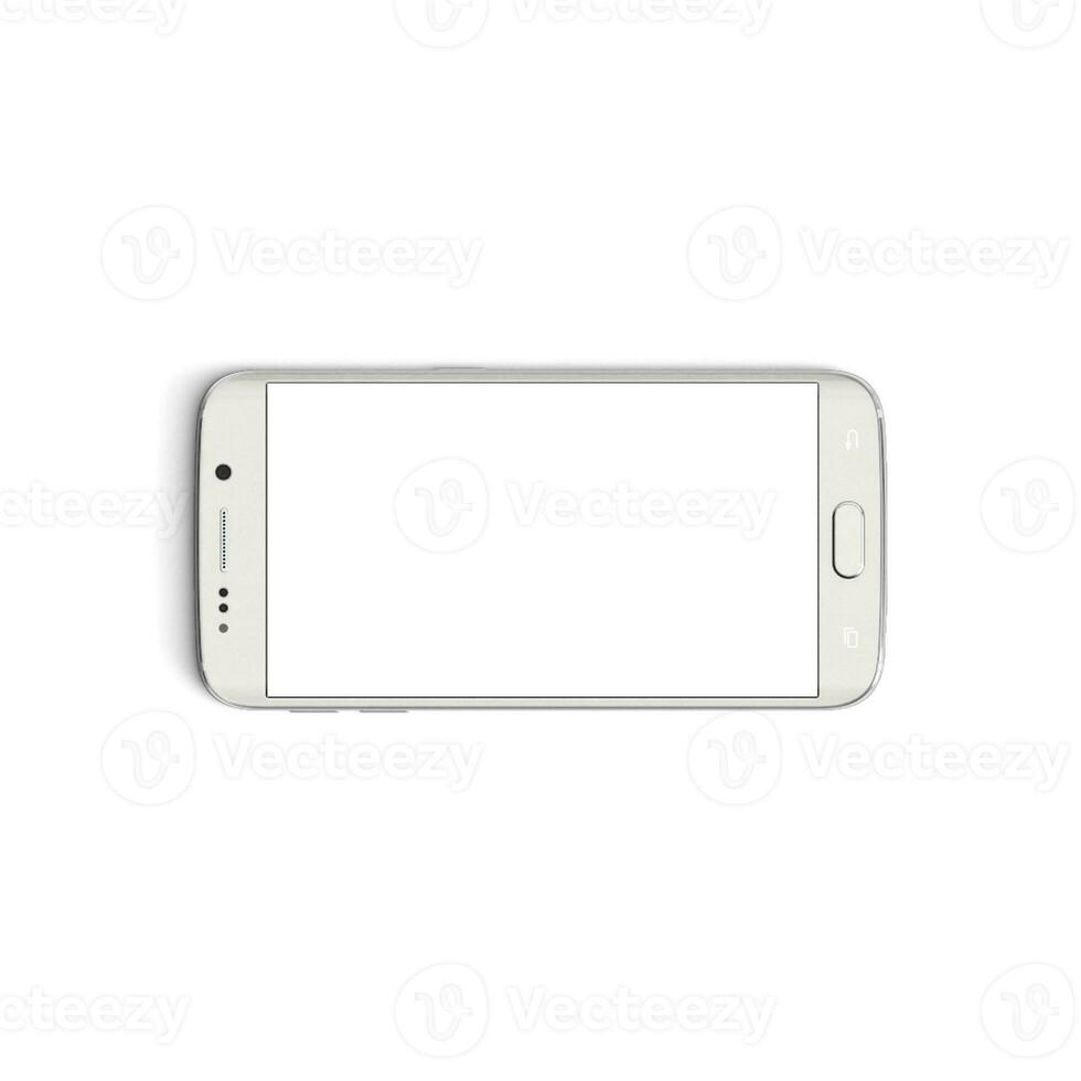 mobile Telefono - davanti - orizzontale - bianca isolato su bianca foto