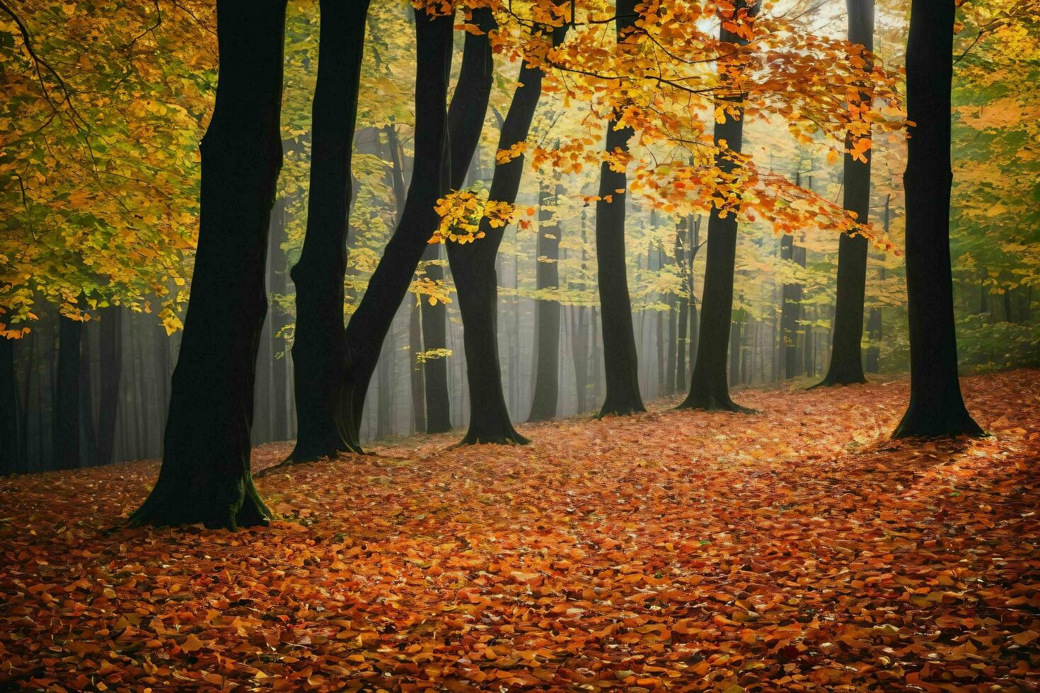ai generato denso autunno foresta foto