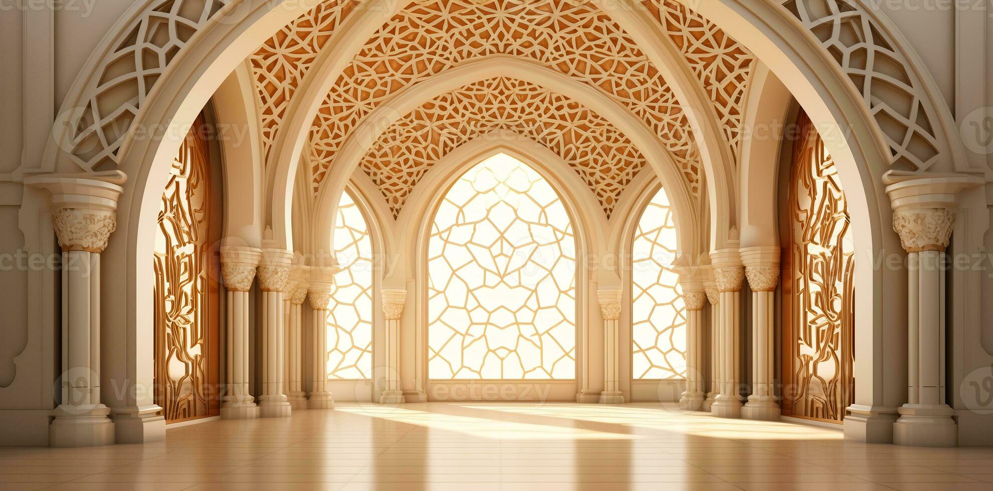 ai generato elegante mille dollari moschea porta arco interno foto