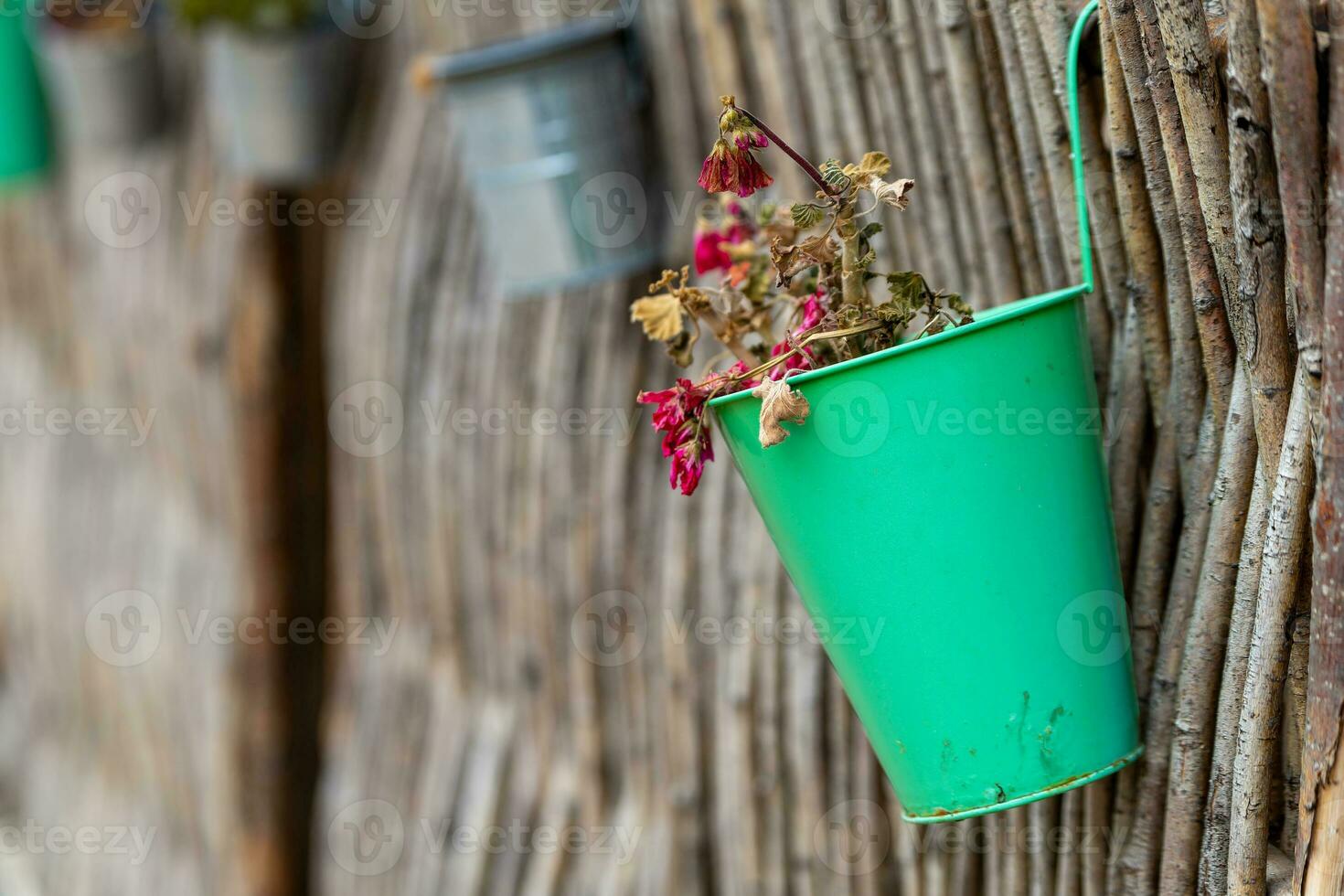 fiore pentola con Esposto alle intemperie fiori come decorazione foto