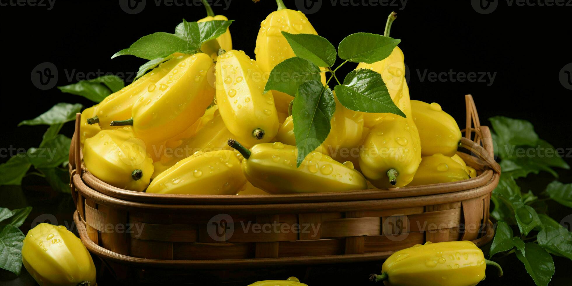 ai generato fresco carambole frutta con acqua gocce. stella frutta. generativo ai foto