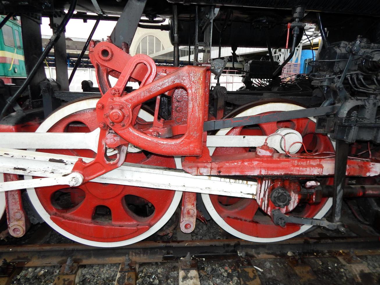 dettagli del trasporto ferroviario di locomotiva, vagone foto