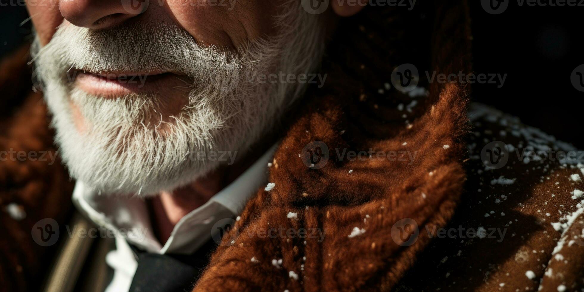 ai generato anziano signore con barba, squisito pelliccia cappotto. ai generativo. foto