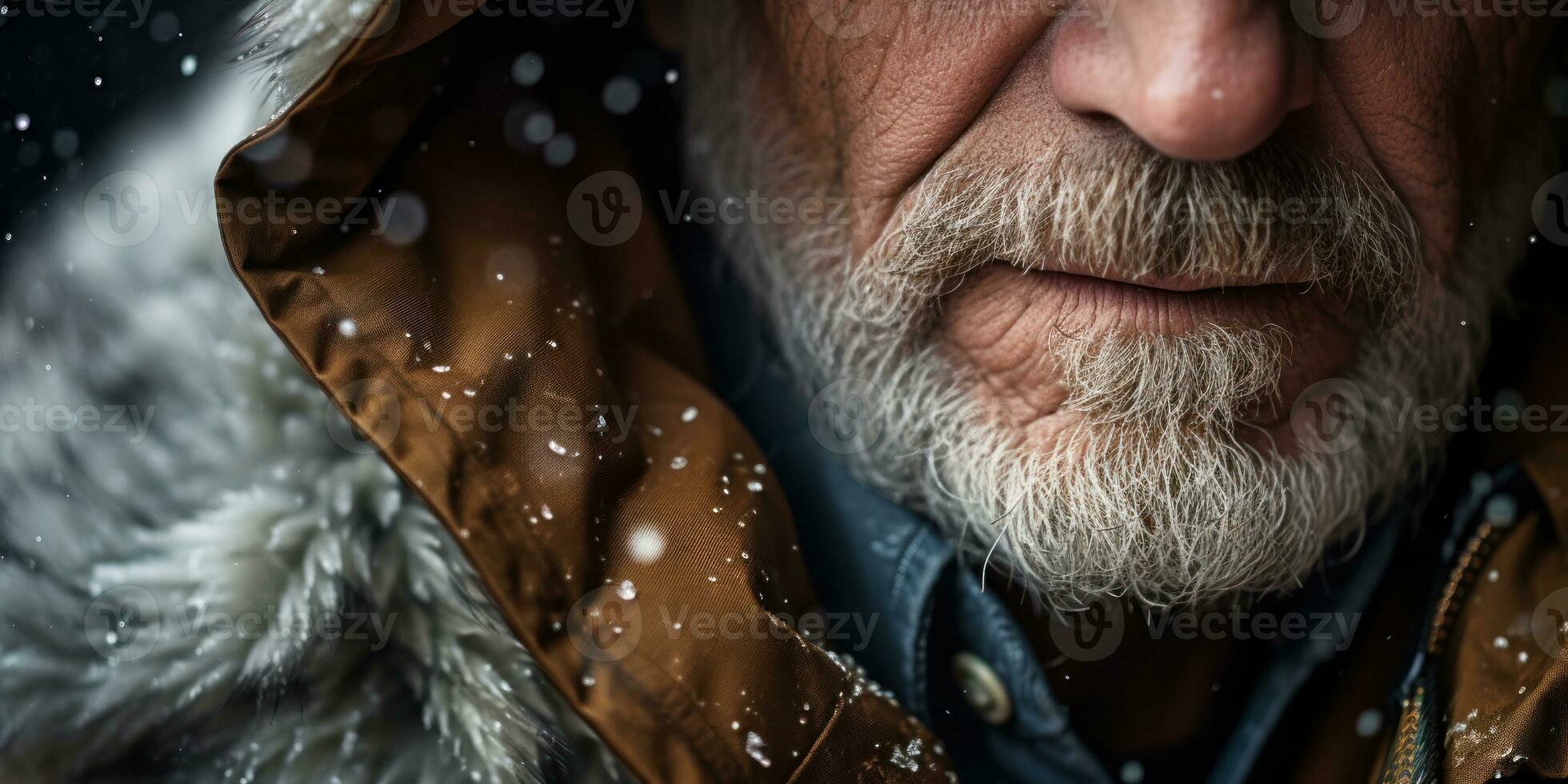 ai generato anziano signore con barba, squisito pelliccia cappotto. ai generativo. foto
