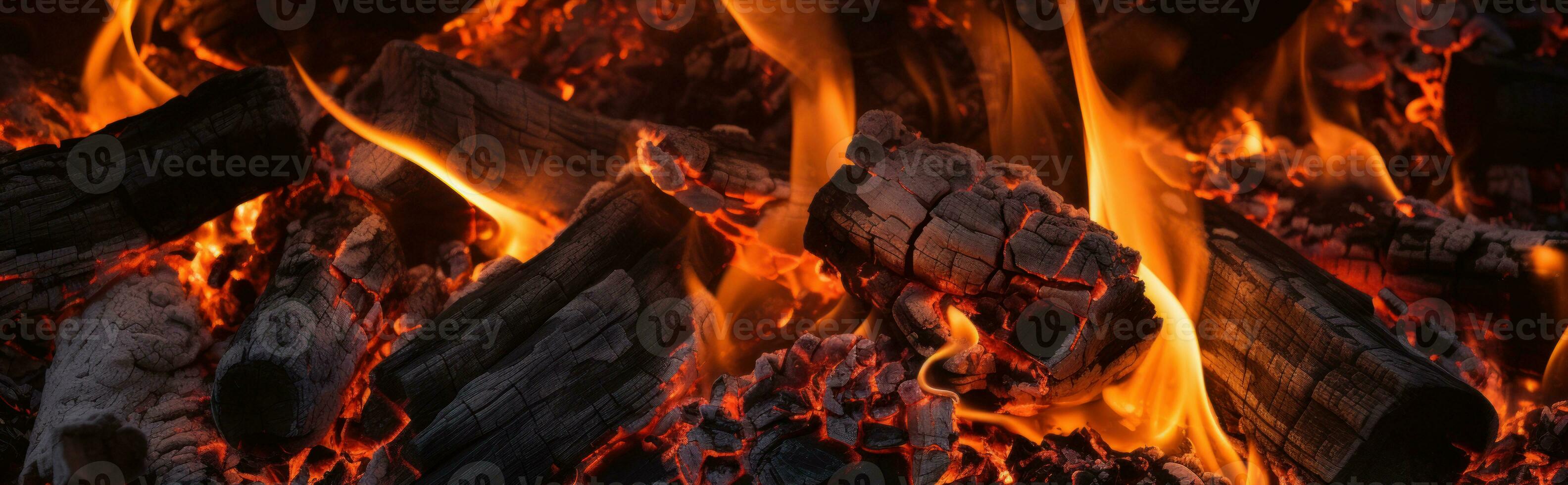 ai generato ipnotizzante fuoco fossa fiamme, tremolante danza, scoppiettante Di legno. ai generativo. foto