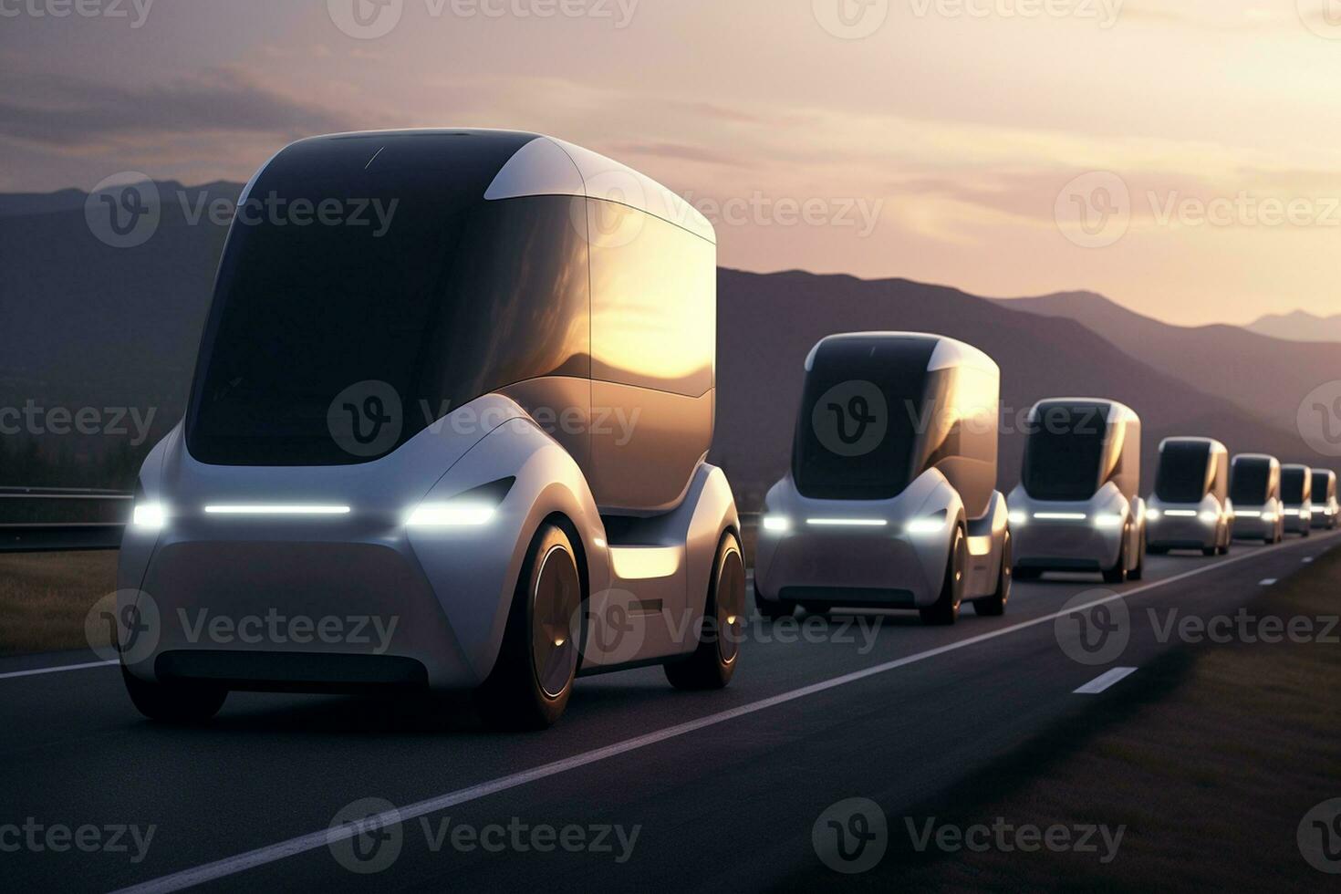 ai generato autonomo autotrasporti rivoluzione su il autostrada. foto