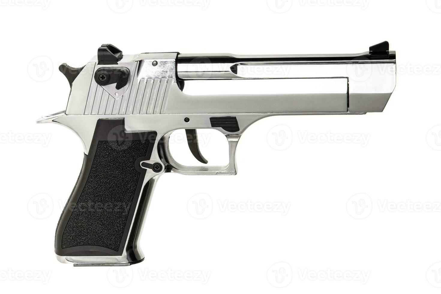 moderno semiautomatico argento pistola isolato su un' bianca sfondo. a canna corta arma. armamento per il esercito e Polizia Stradale. foto