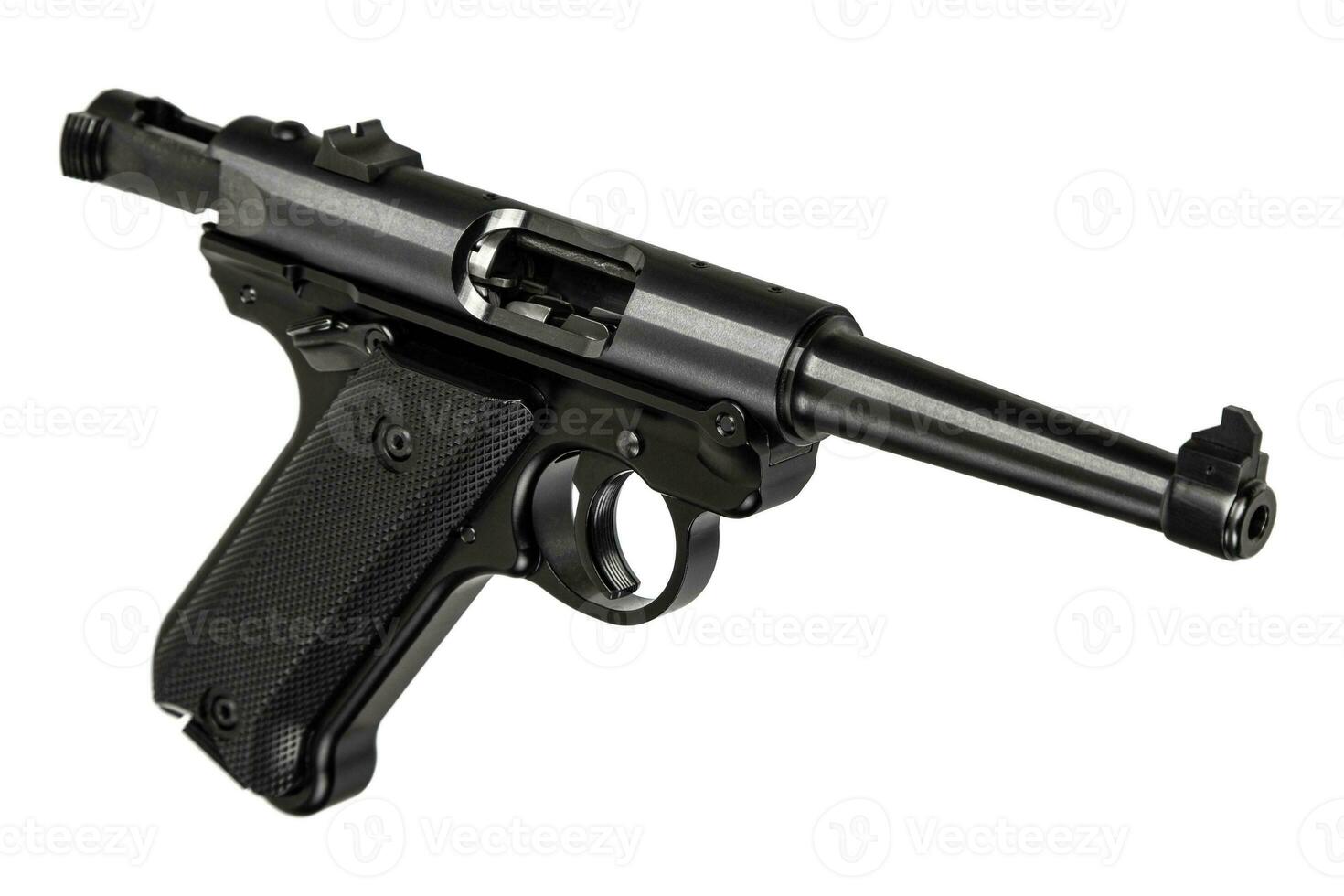 classico semiautomatico pistola .22lr isolato su un' bianca sfondo. a canna corta arma. armamento per il esercito e Polizia Stradale. foto