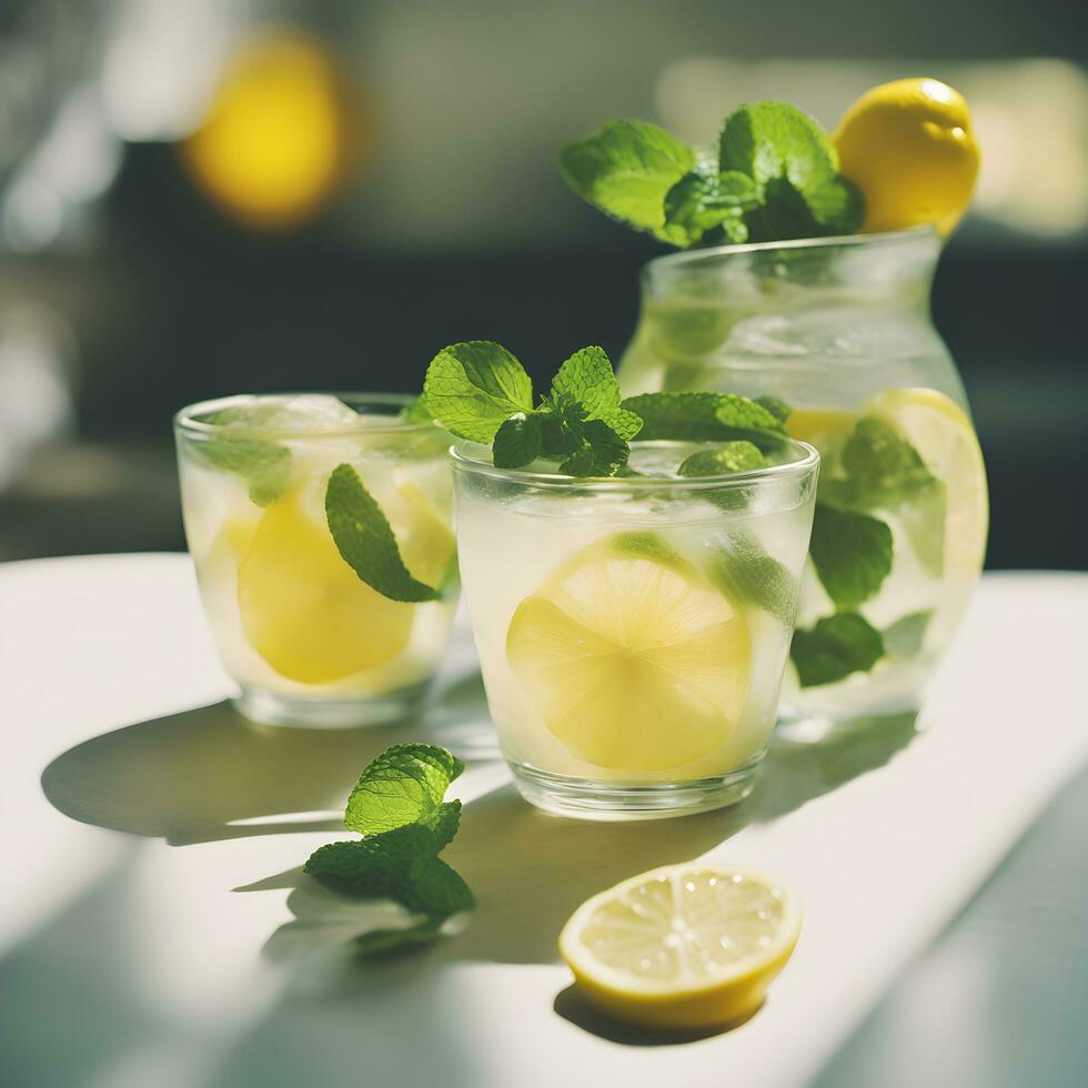 ai generato limonata con menta le foglie foto