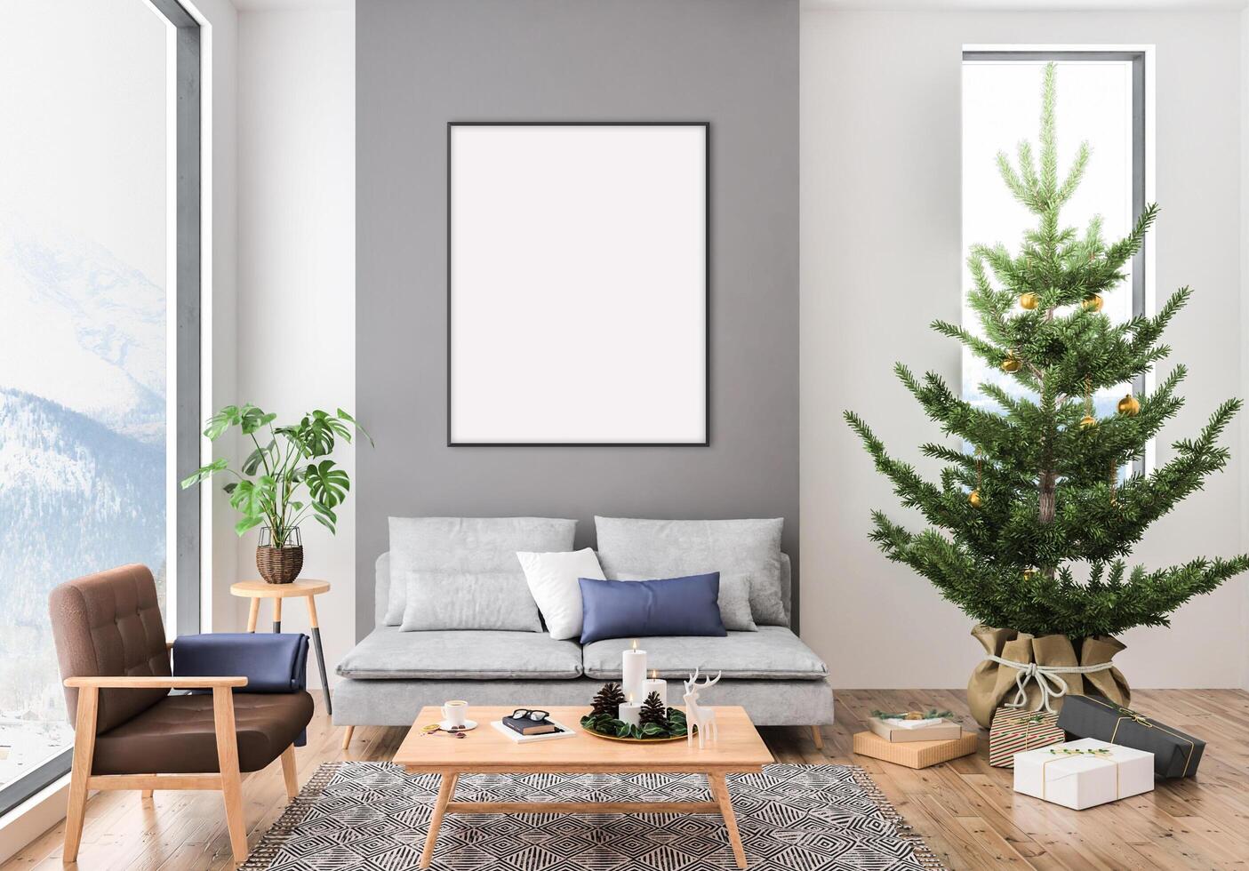 interni natalizi con cornice verticale foto