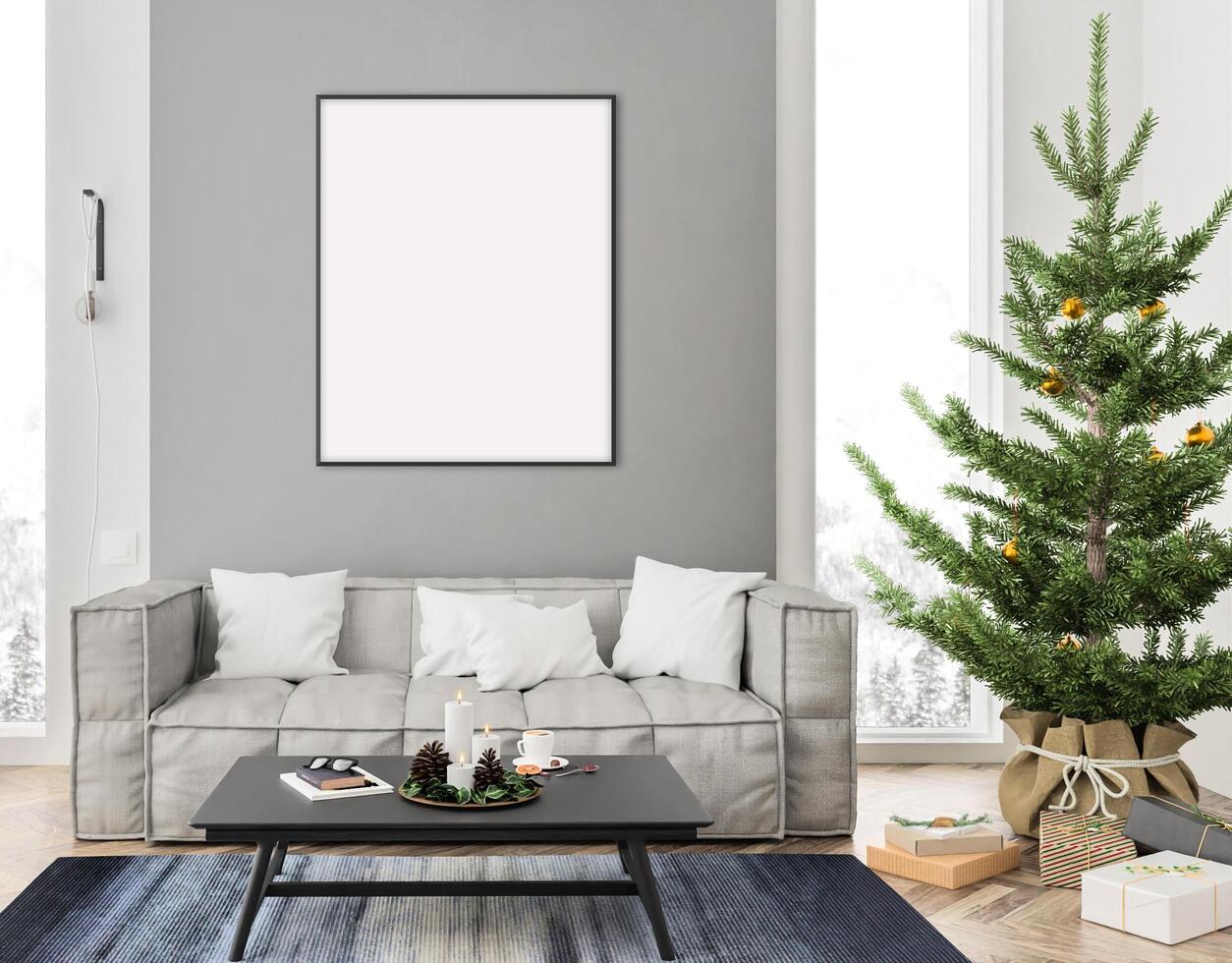 interni natalizi con cornice verticale foto
