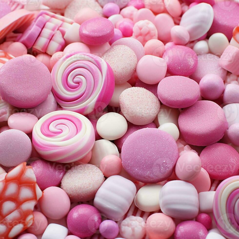 ai generato assortimenti di rosa caramella e caramello avvicinamento .generato ai foto