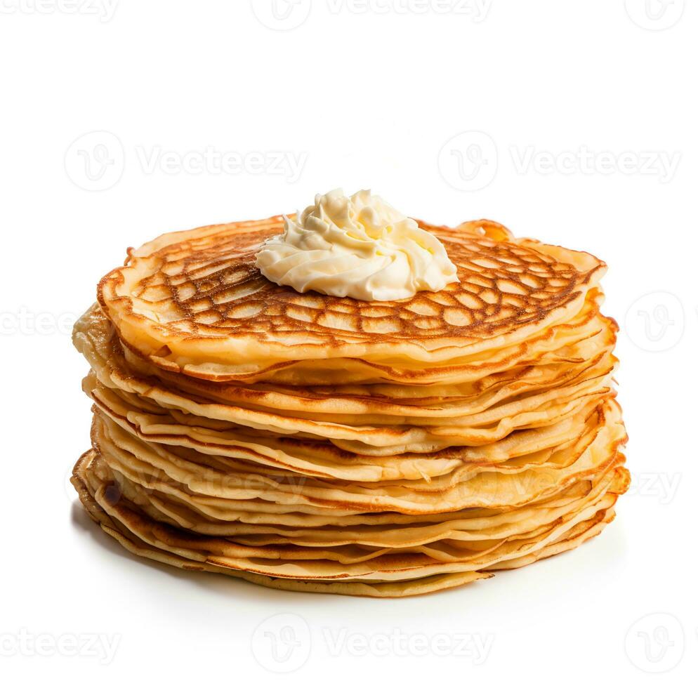 ai generato Pancakes con acida crema foto