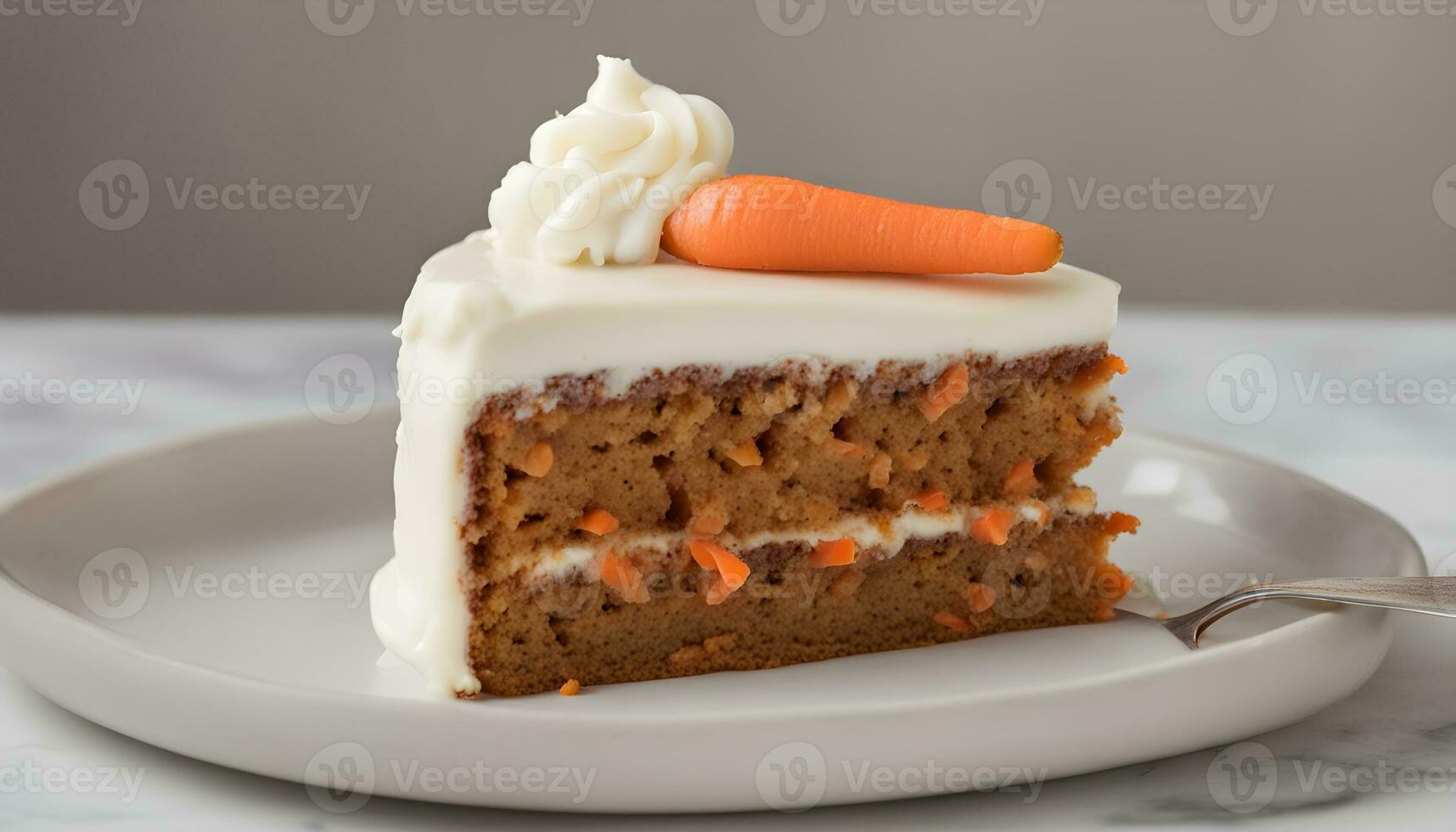 ai generato un' fetta di carota torta su un' piatto foto