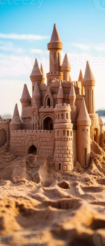 ai generato maestoso sabbia castello nel il deserto. ai generativo. foto