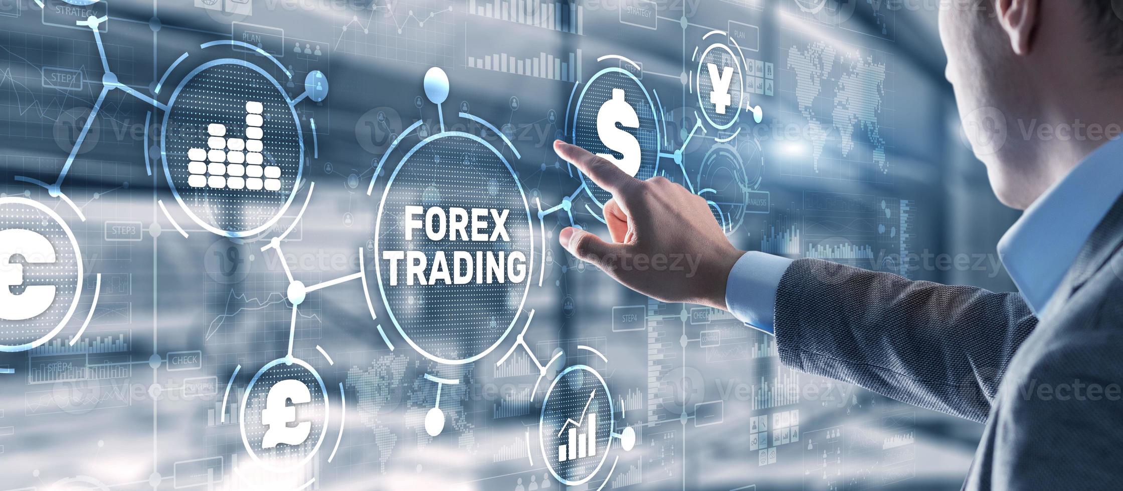 iscrizione forex trading sullo schermo virtuale. concetto di mercato azionario aziendale foto