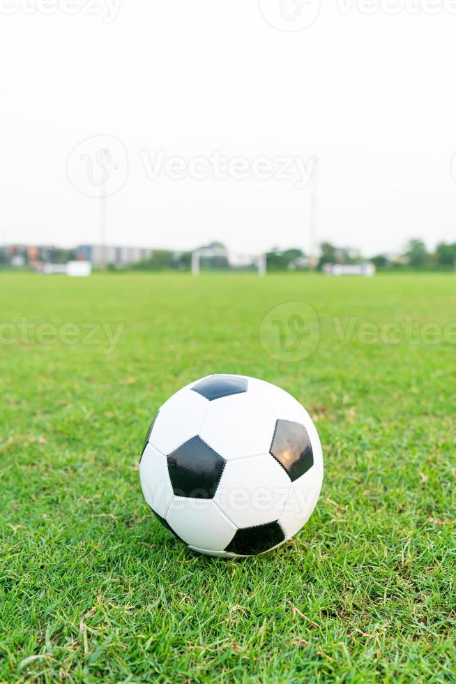 pallone da calcio sul campo da calcio foto