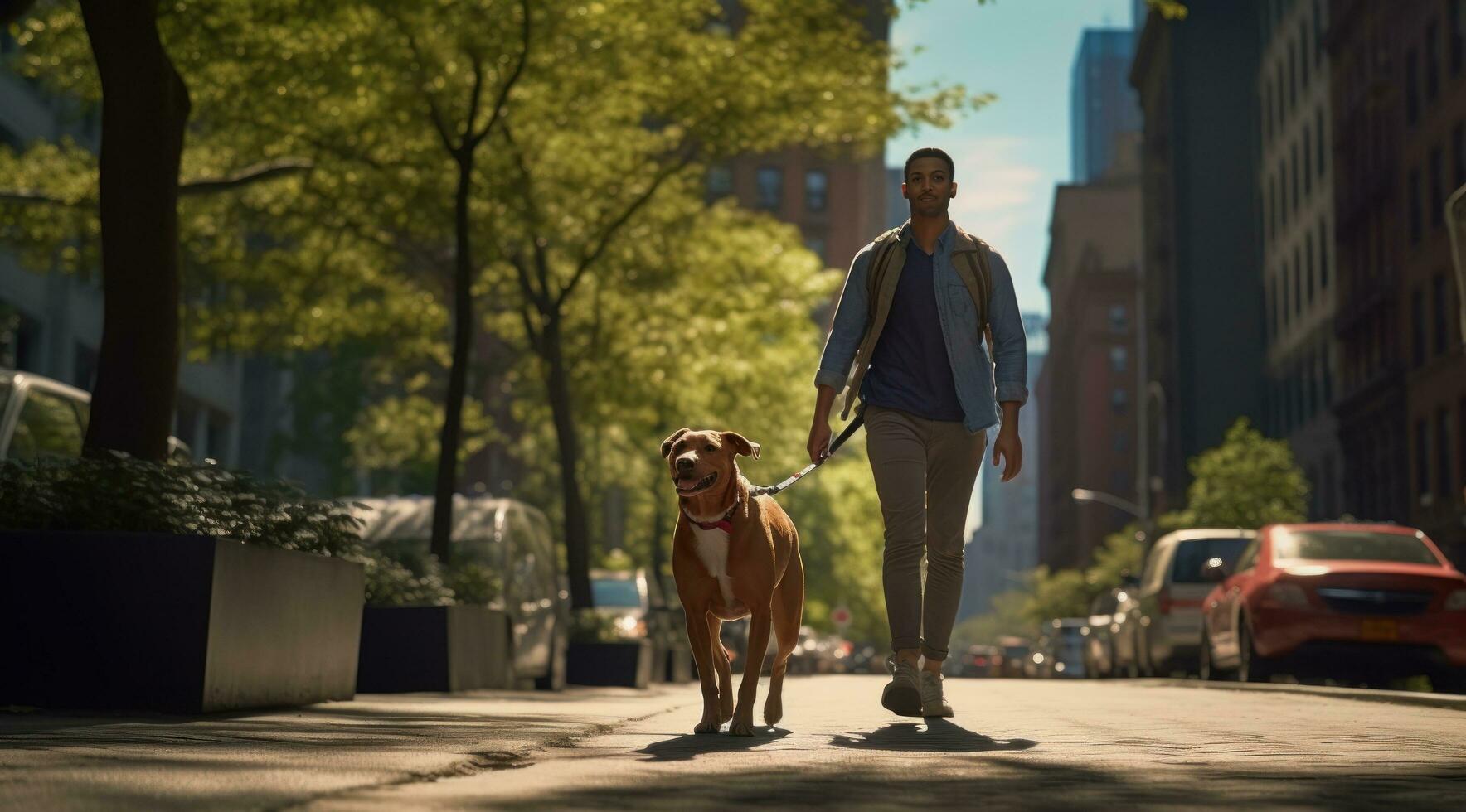 ai generato cane a piedi nel orologio intelligente foto