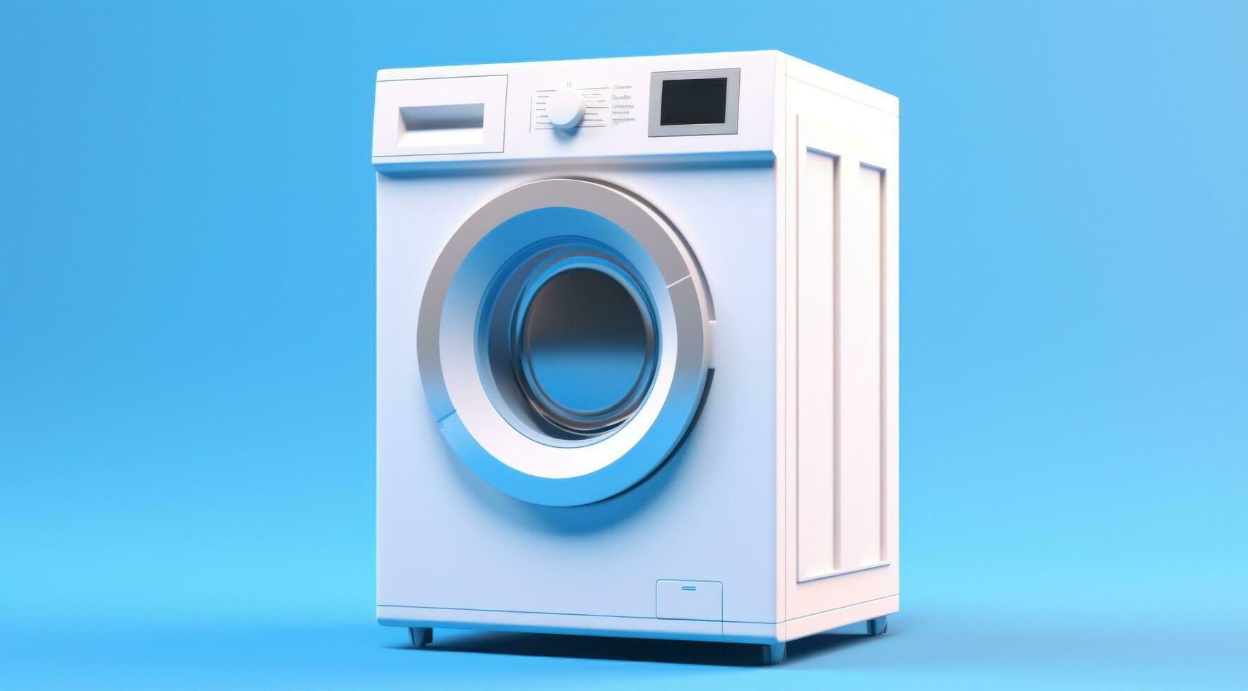 ai generato un' bianca lavaggio macchina è mostrato su un' blu sfondo foto