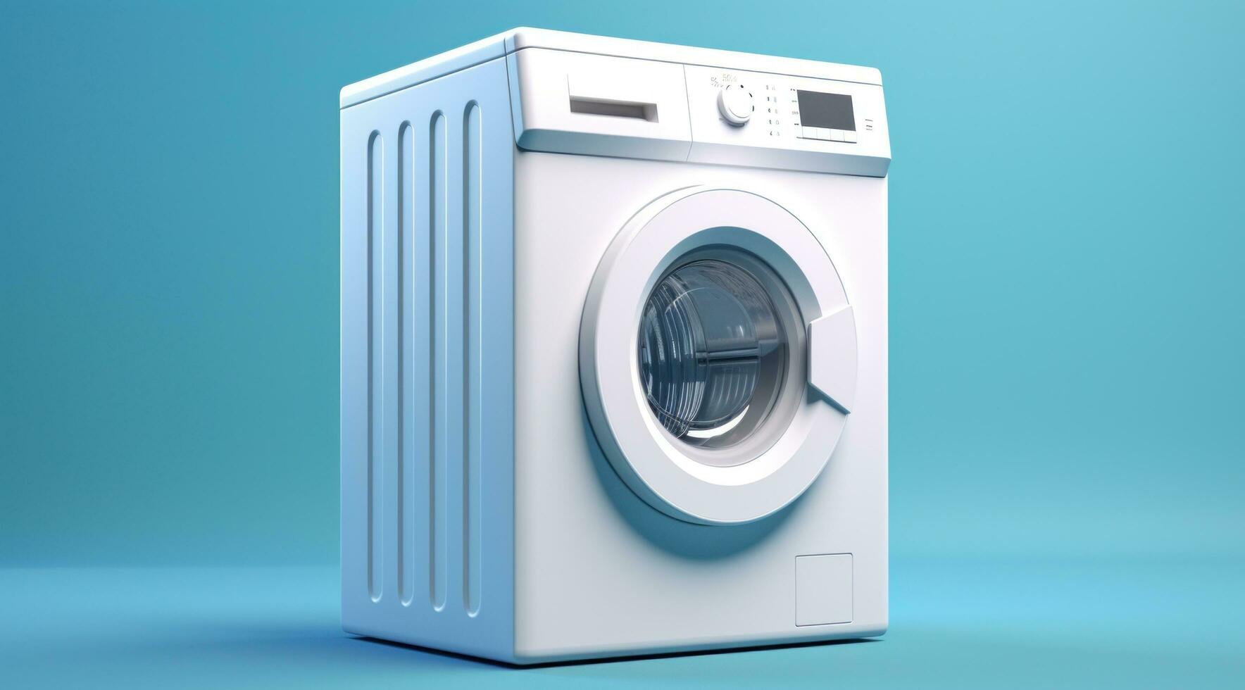 ai generato un' bianca lavaggio macchina è mostrato su un' blu sfondo foto