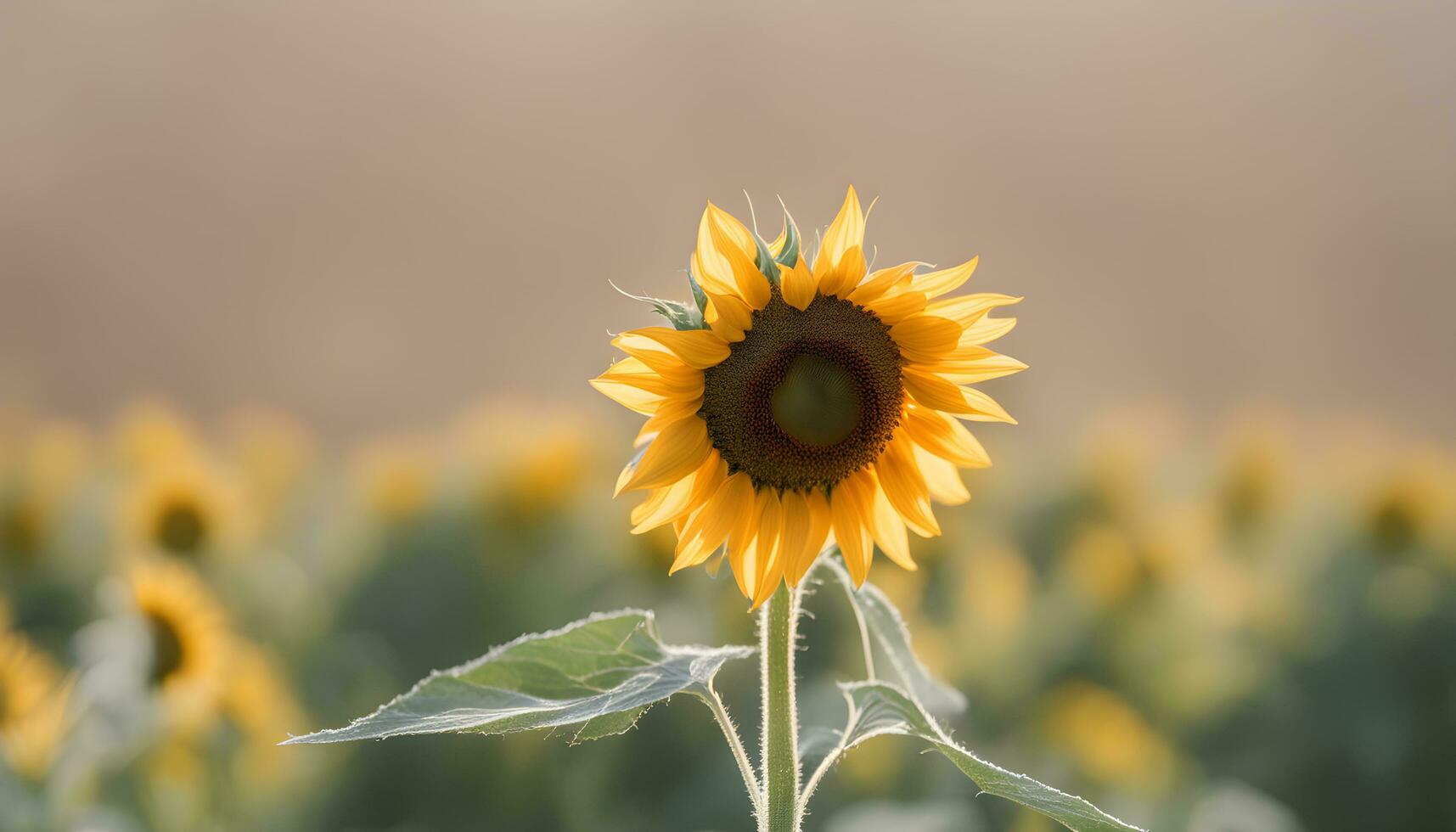 ai generato un' girasole è in piedi nel un' campo foto