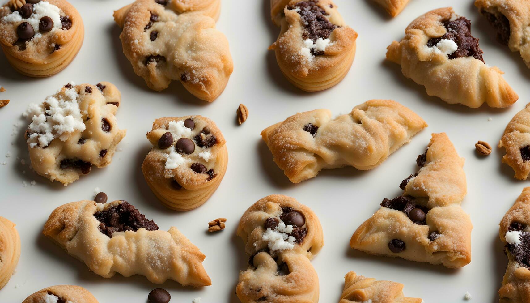 ai generato cioccolato patata fritta biscotti con Noci Pecan e cioccolato patatine fritte foto