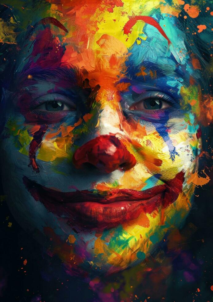 ai generato clown viso dipingere per ritratto o digitale arte foto