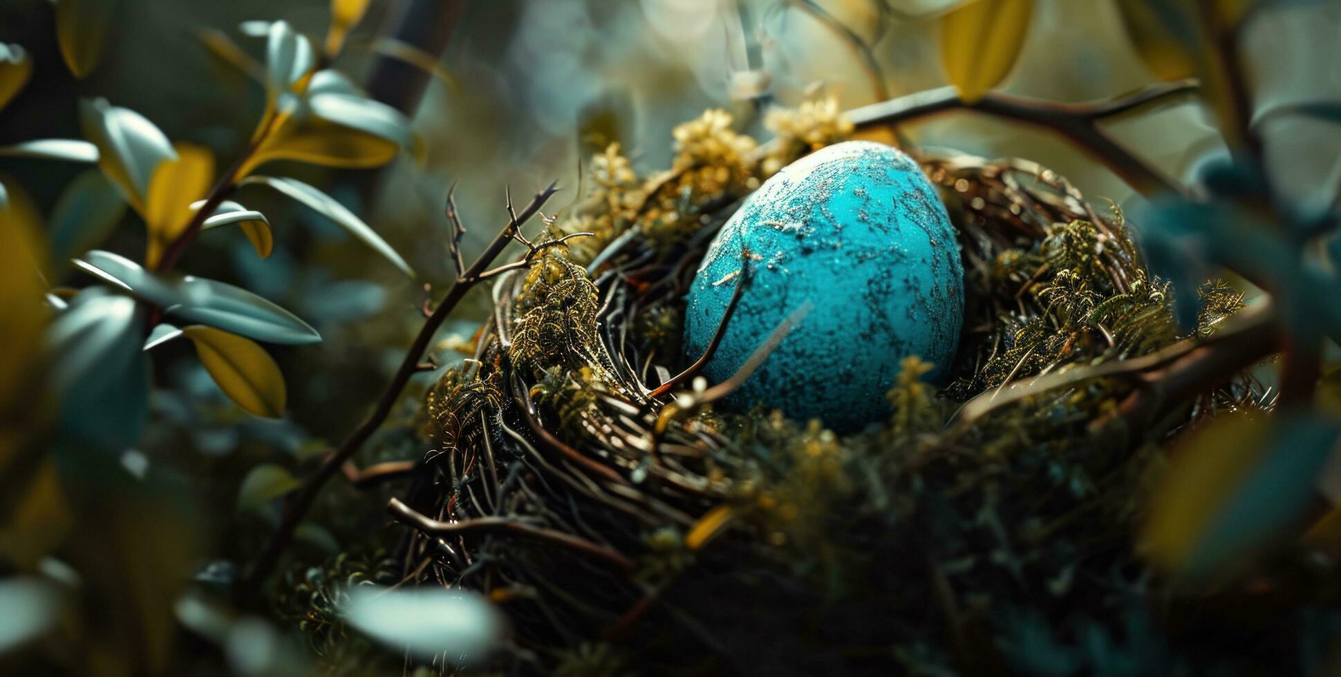 ai generato uno Pasqua uova nido nel un' giardino foto