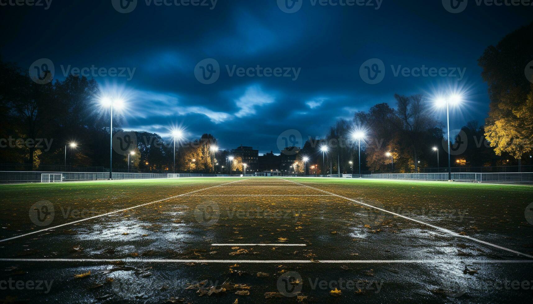 ai generato buio blu crepuscolo si illumina il vuoto città strade a notte generato di ai foto