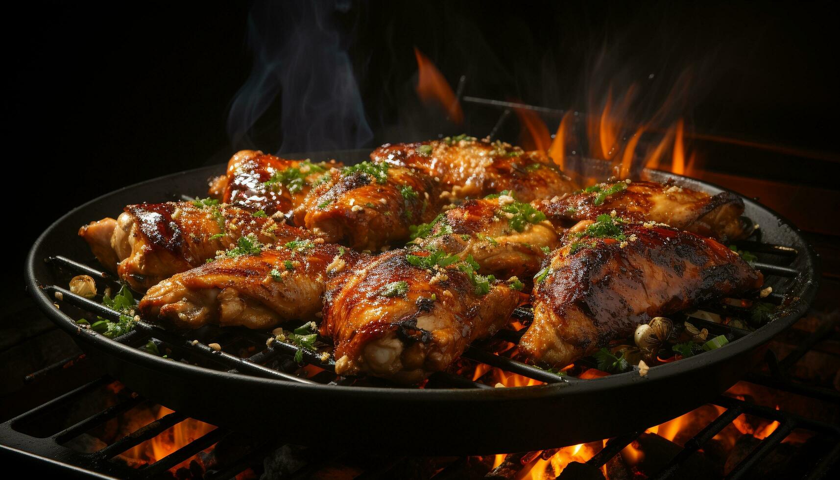 ai generato grigliato pollo gamba, succoso e fumoso, Perfetto estate picnic merenda generato di ai foto