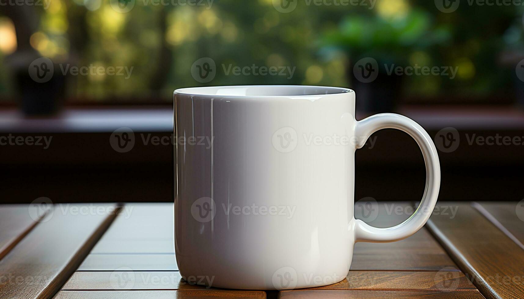 ai generato di legno caffè tazza su tavolo con fresco caldo bevanda generato di ai foto