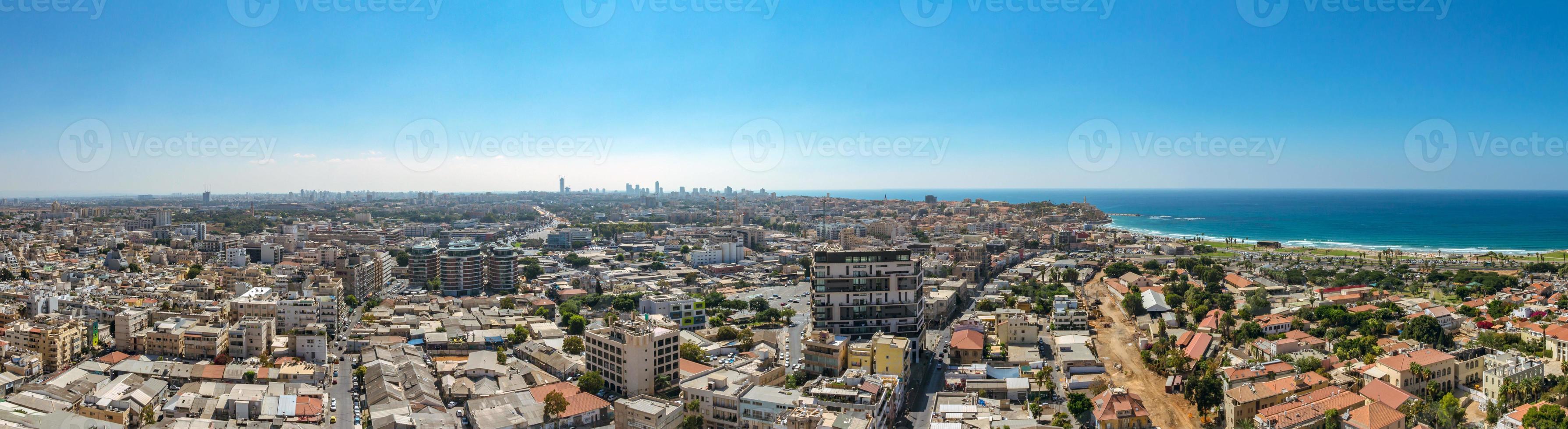 panorama veduta aerea dei quartieri sud di tel aviv e della vecchia jaffa foto