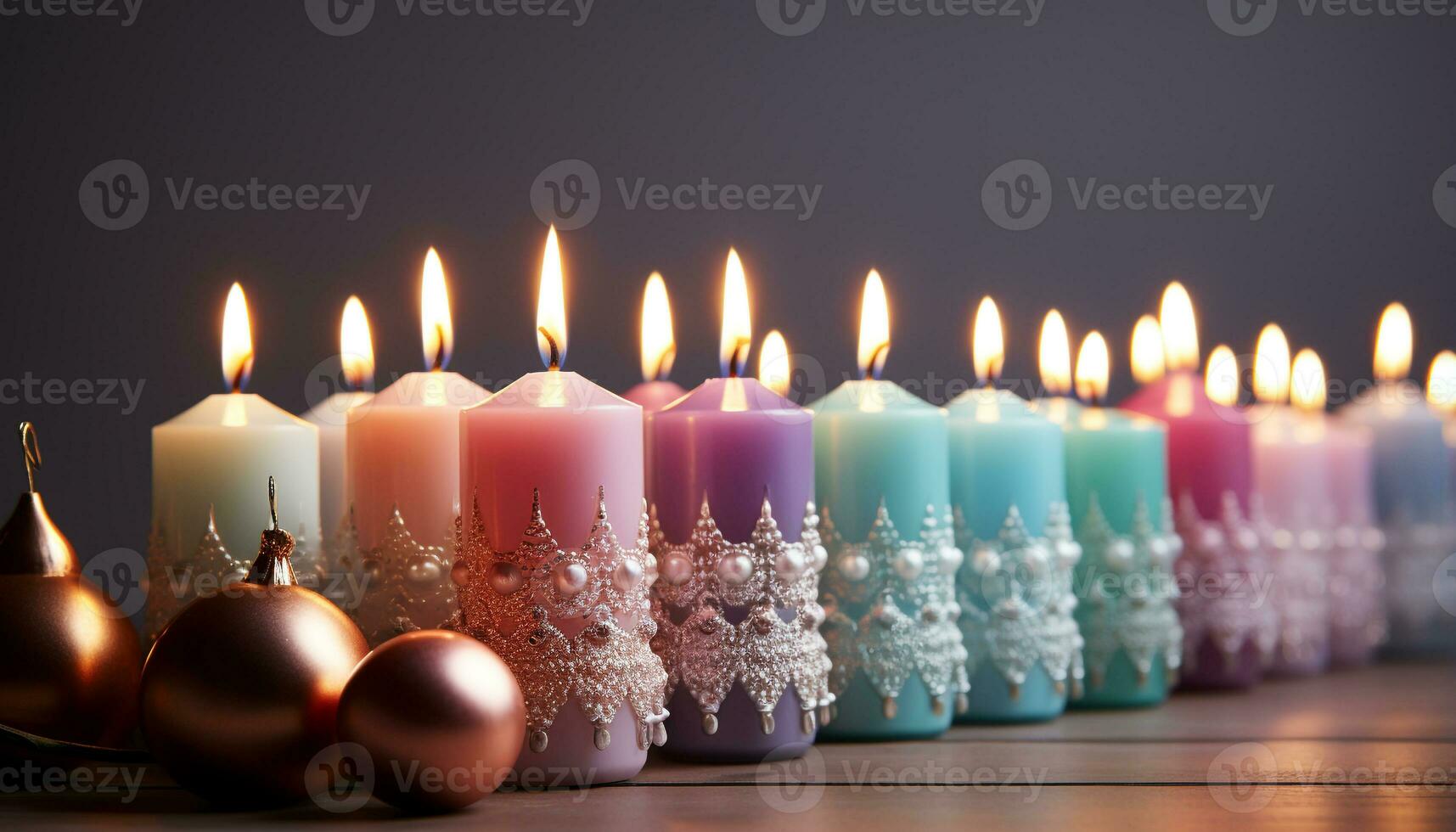 ai generato raggiante candela si illumina buio Di legno, simboleggiante amore e spiritualità generato di ai foto