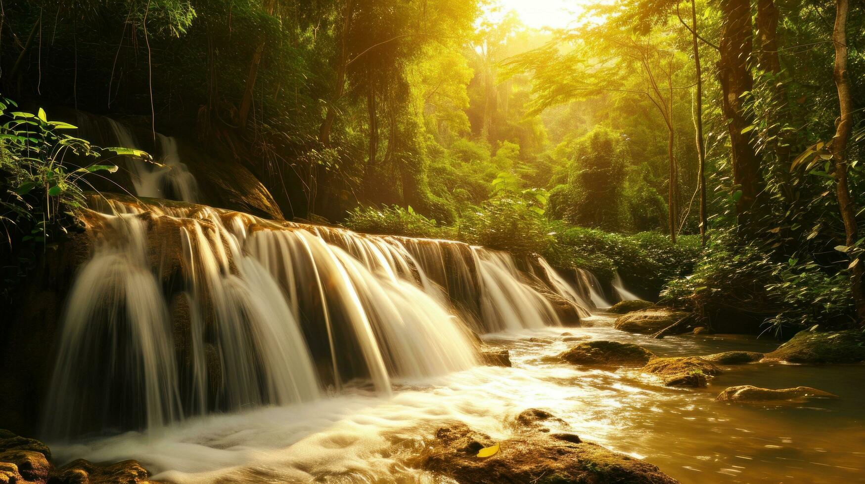 ai generato bellezza cascata sfondi foto