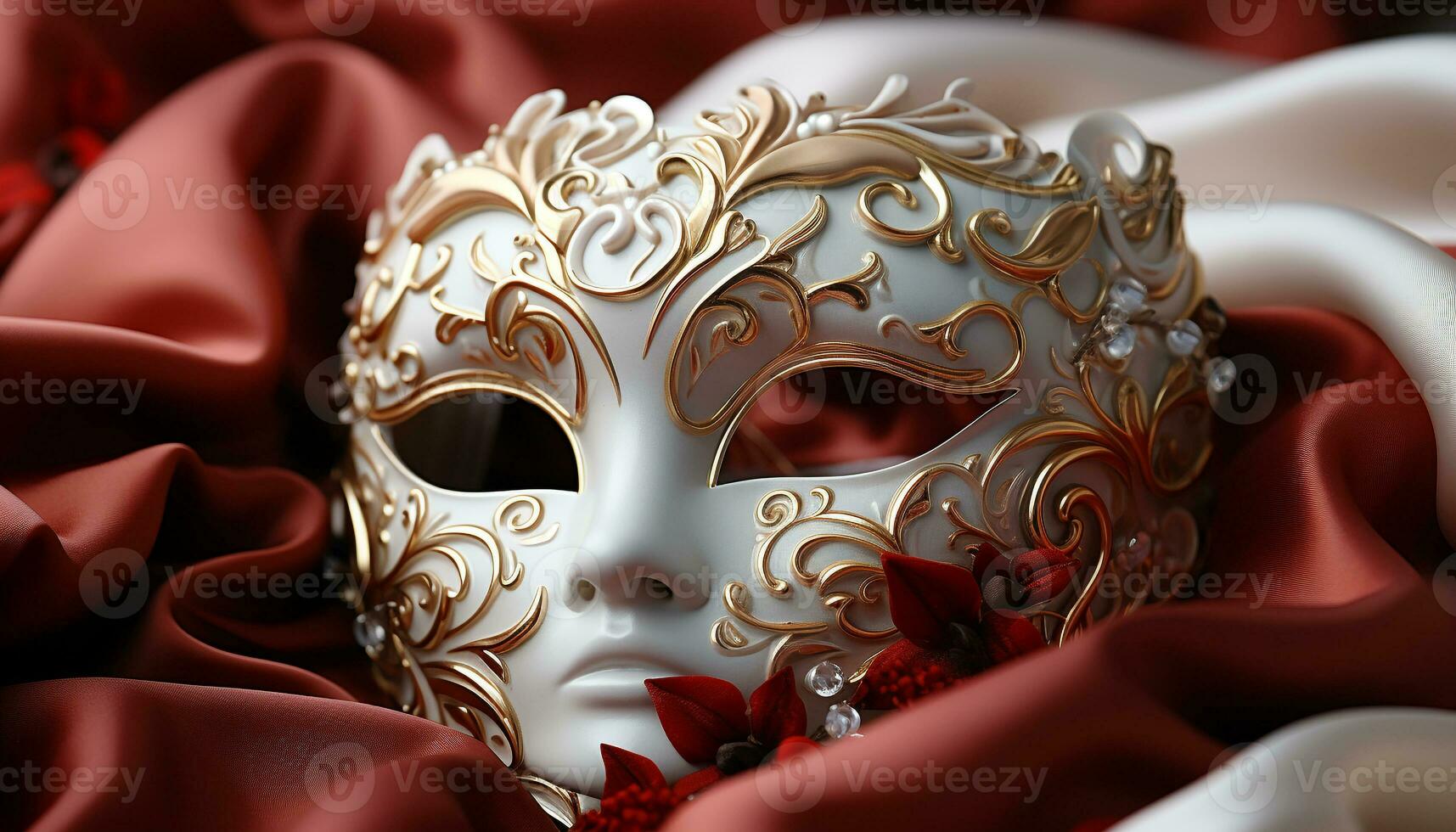 ai generato elegante oro maschera nasconde mistero, festeggiare italiano cultura e tradizione generato di ai foto