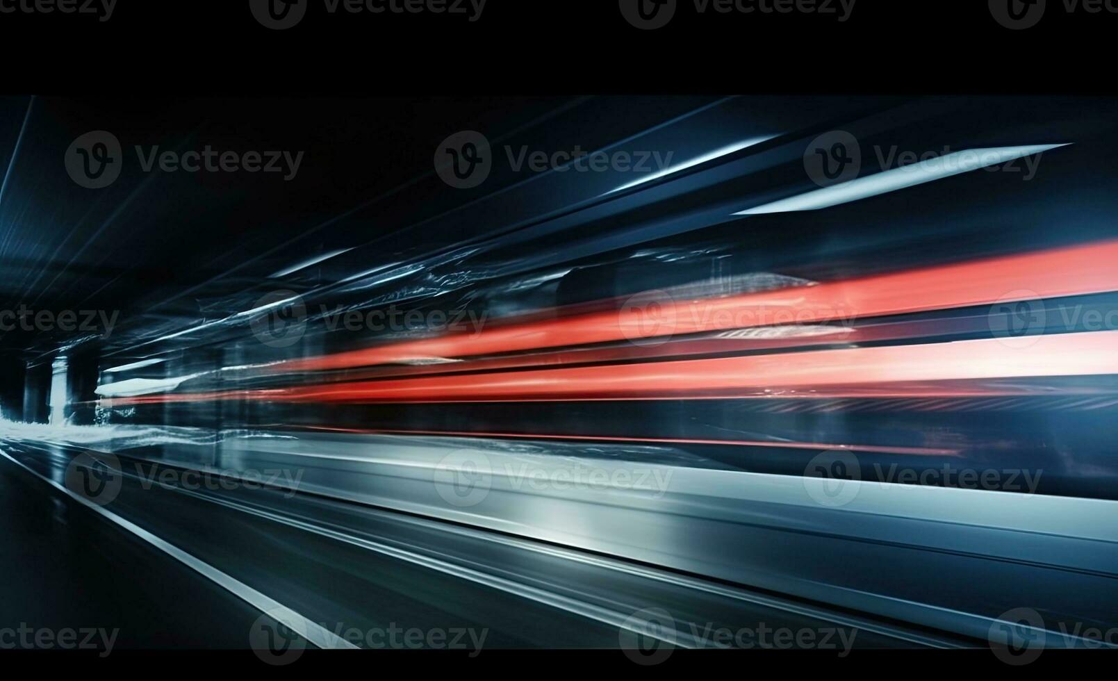 ai generato lungo esposizione tiro di un' occupato strada a notte la creazione di dinamico effetto di il veicolo luci. foto