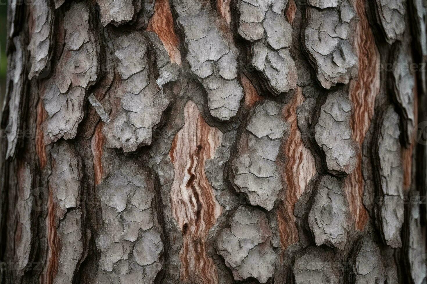 ai generato strutturato sfondo di vecchio pino Di legno, con grande elementi di abbaiare e il resina gocciola foto