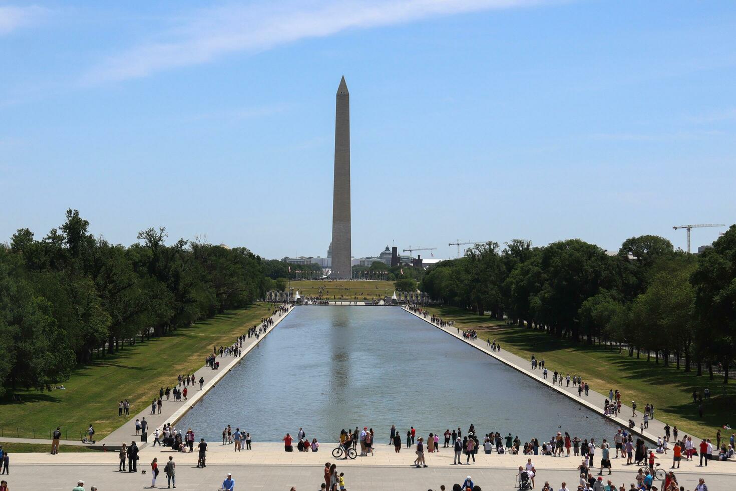 il Lincoln memoriale riflettendo piscina e Washington monumento foto