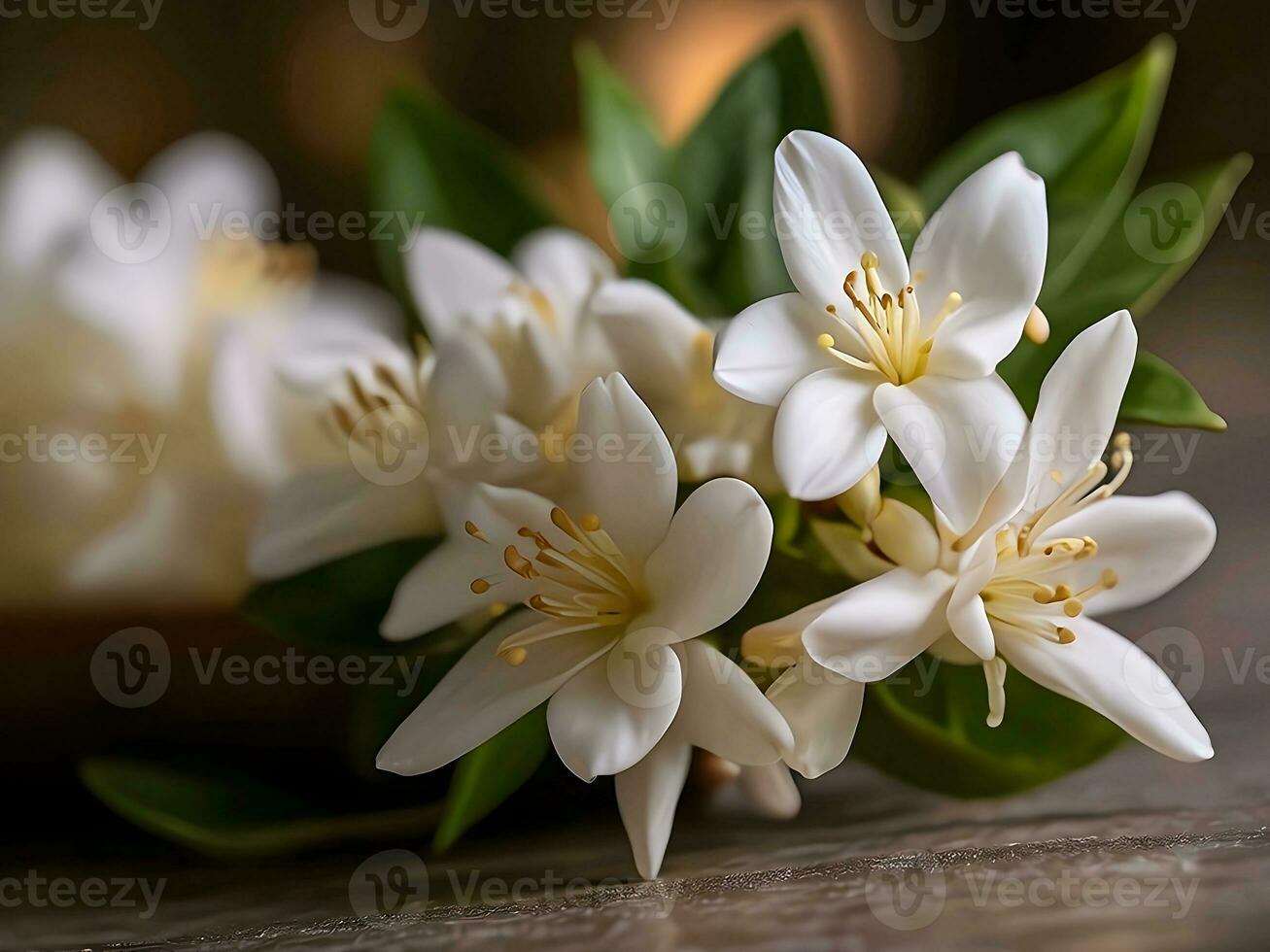 ai generato avvicinamento dettaglio ritratto di gelsomino fiore foto