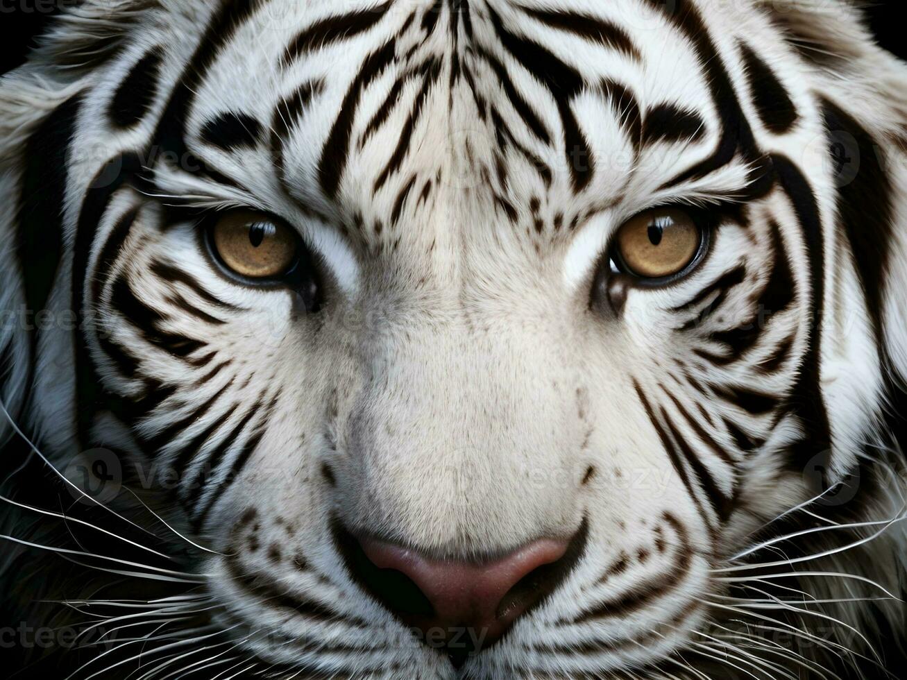 ai generato avvicinamento di bianca di tigre occhi foto
