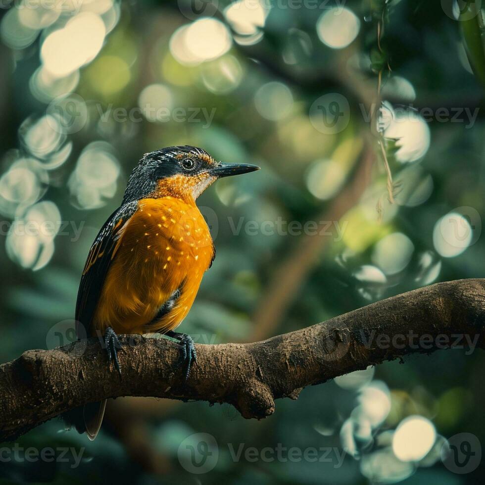 ai generato fotografia di un' bellissimo colorato uccello nel il amazon foresta pluviale nel brasile foto