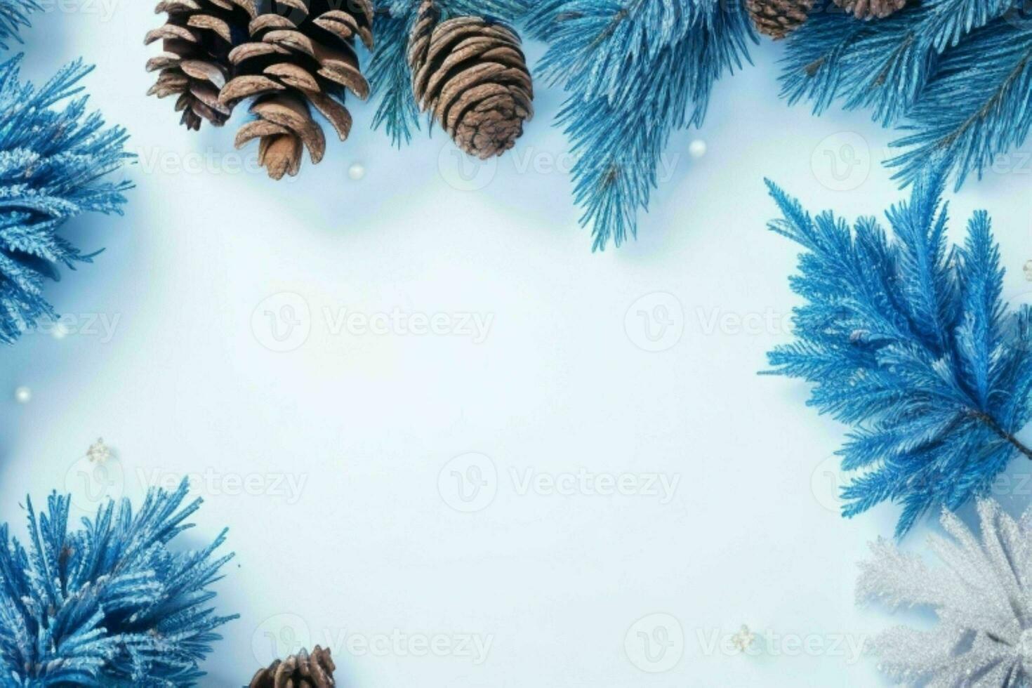 ai generato blu sfondo. allegro Natale e nuovo anno bandiera con copia spazio. professionista foto