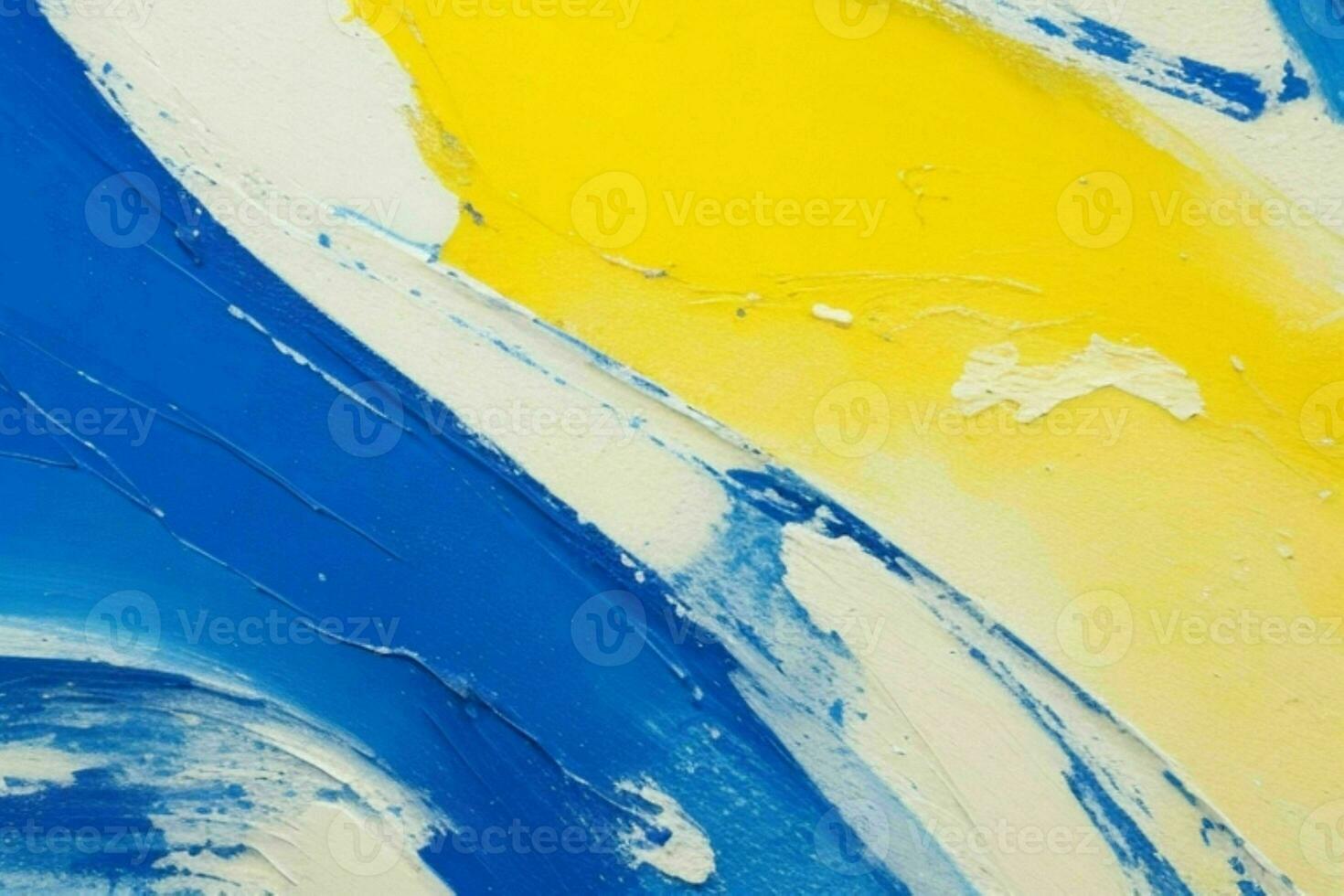 ai generato avvicinamento di impasto pittura astratto ruvido di blu, giallo, e bianca arte pittura struttura sfondo. professionista foto