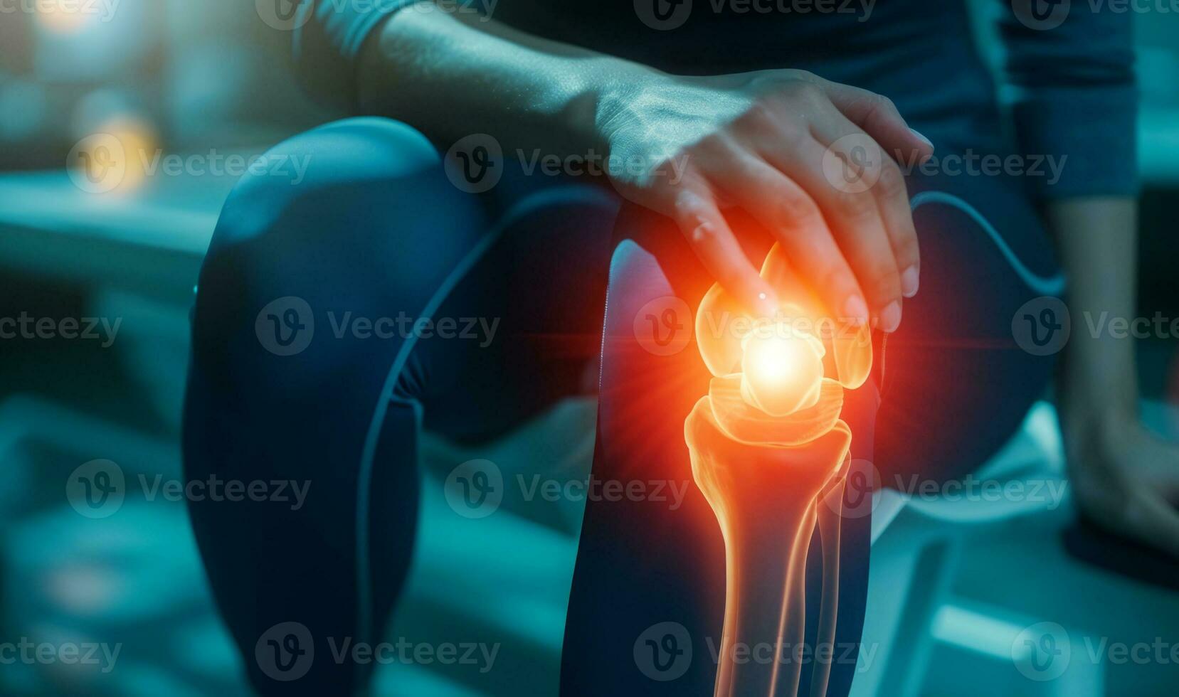 ai generato ginocchio dolore e comune infiammazione, reumatismo e osteoartrite concetto foto