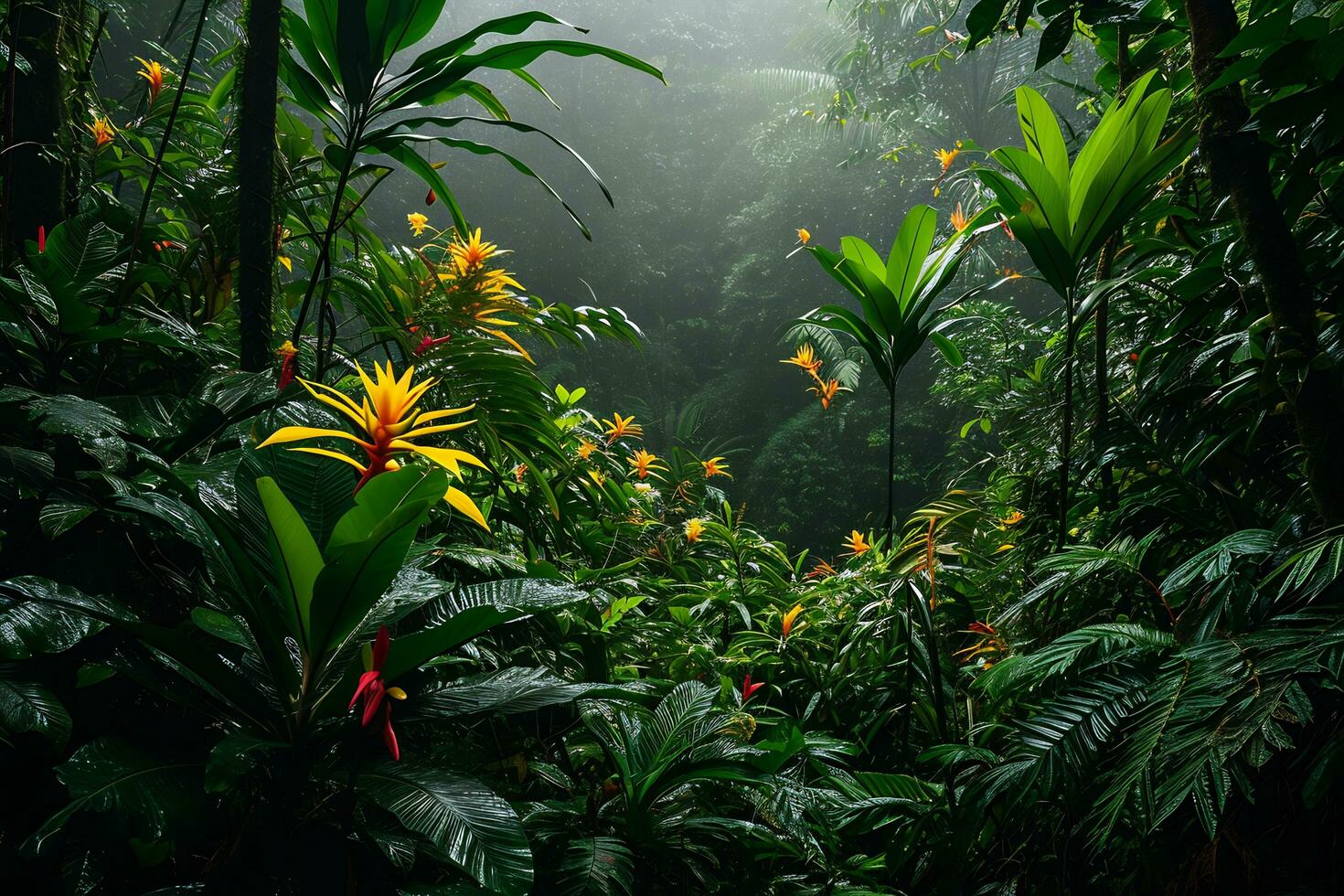 ai generato fotografia cattura il vivace biodiversità di un' tropicale foresta pluviale foto