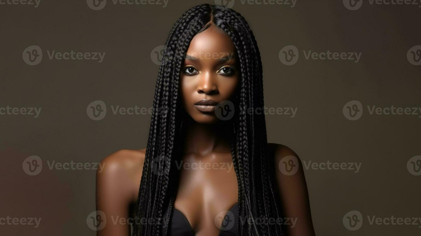 ai generato africano dritto acconciature per donne, lungo, intrecciato capelli, migliore capelli stile foto