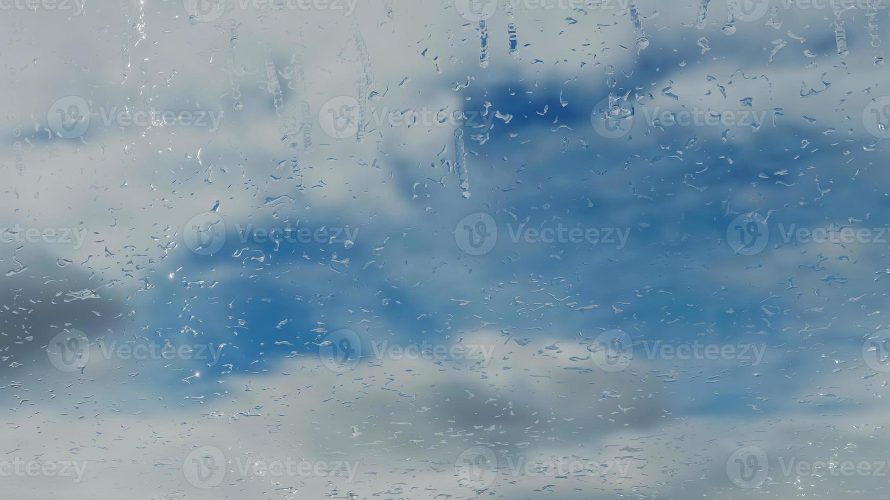 Gocce di pioggia di rendering 3D sulla finestra foto
