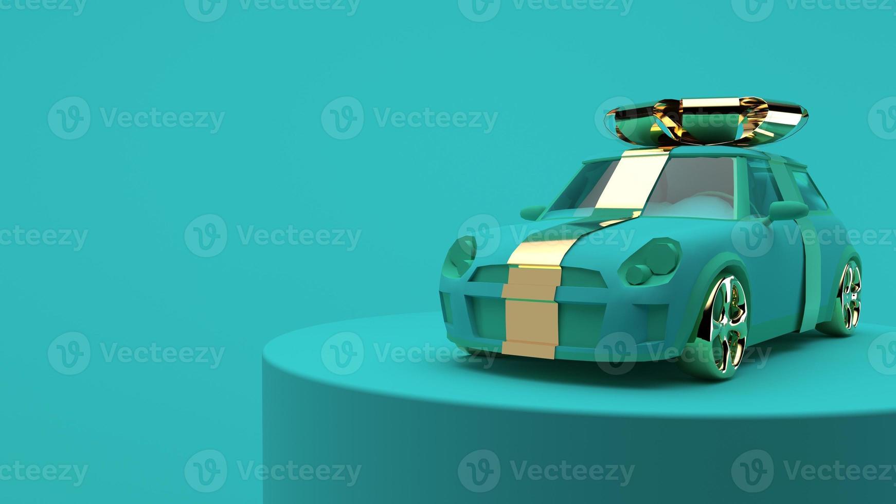 regalo auto 3d render in sfondo blu foto